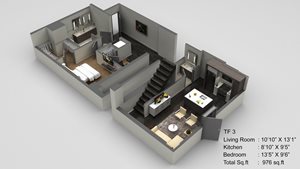 Block 17 Apartments TF 3 3D Floor Plan